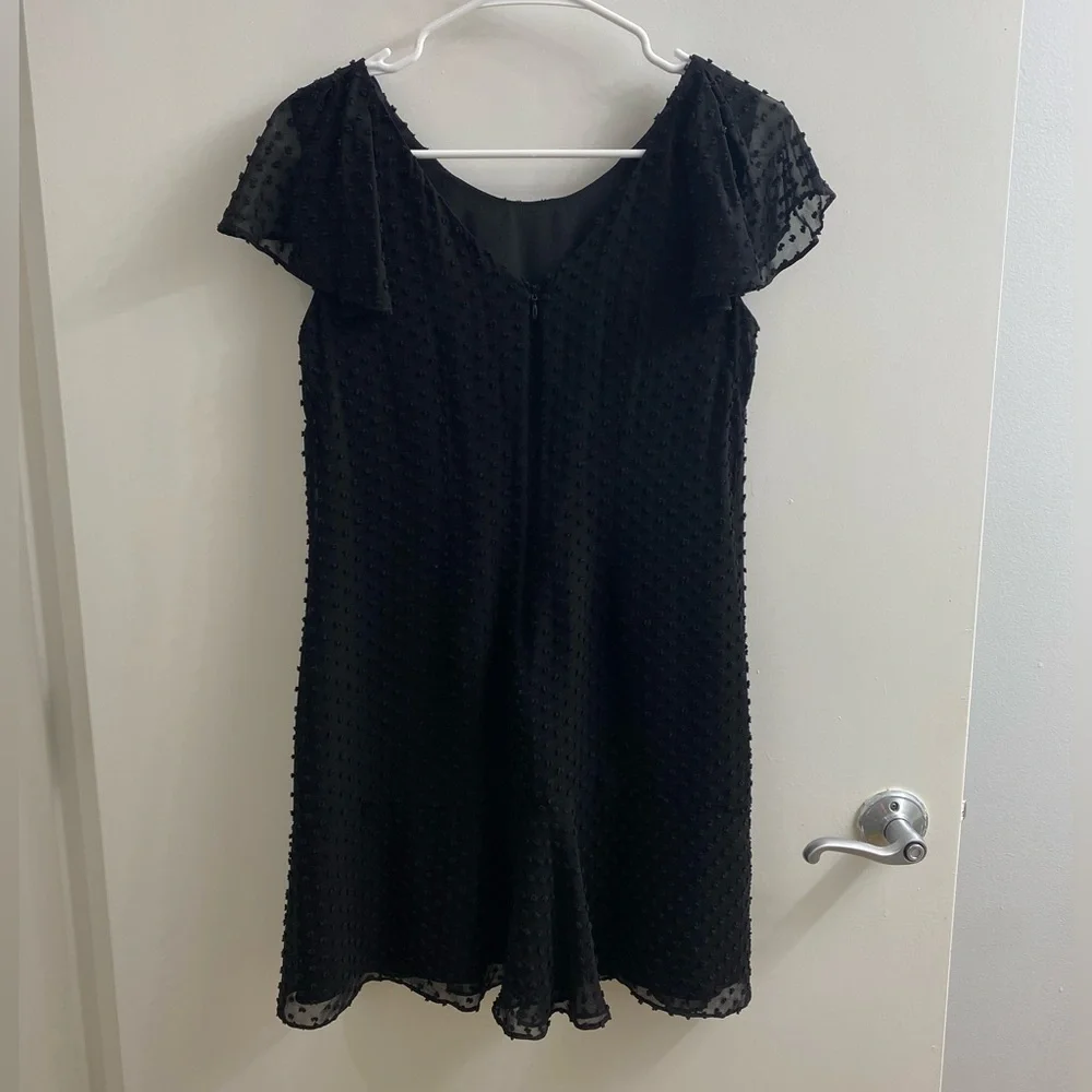 J. CREW Black Flutter Sleeve Silk Dress Size 2P